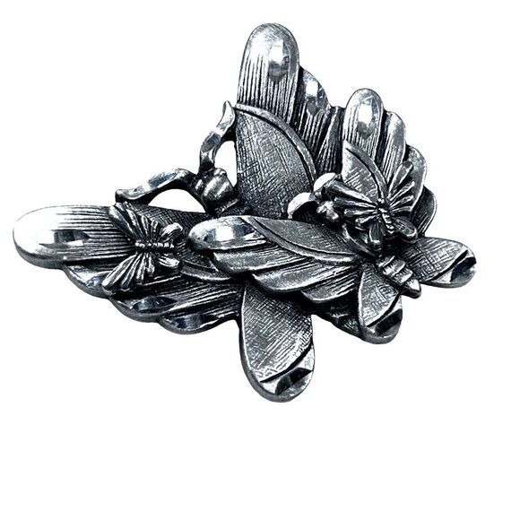 Vtg Estate Jewelry Butterfly Brooch Pin Intergrated Matching Earrings Set of 3 - Picture 5 of 8